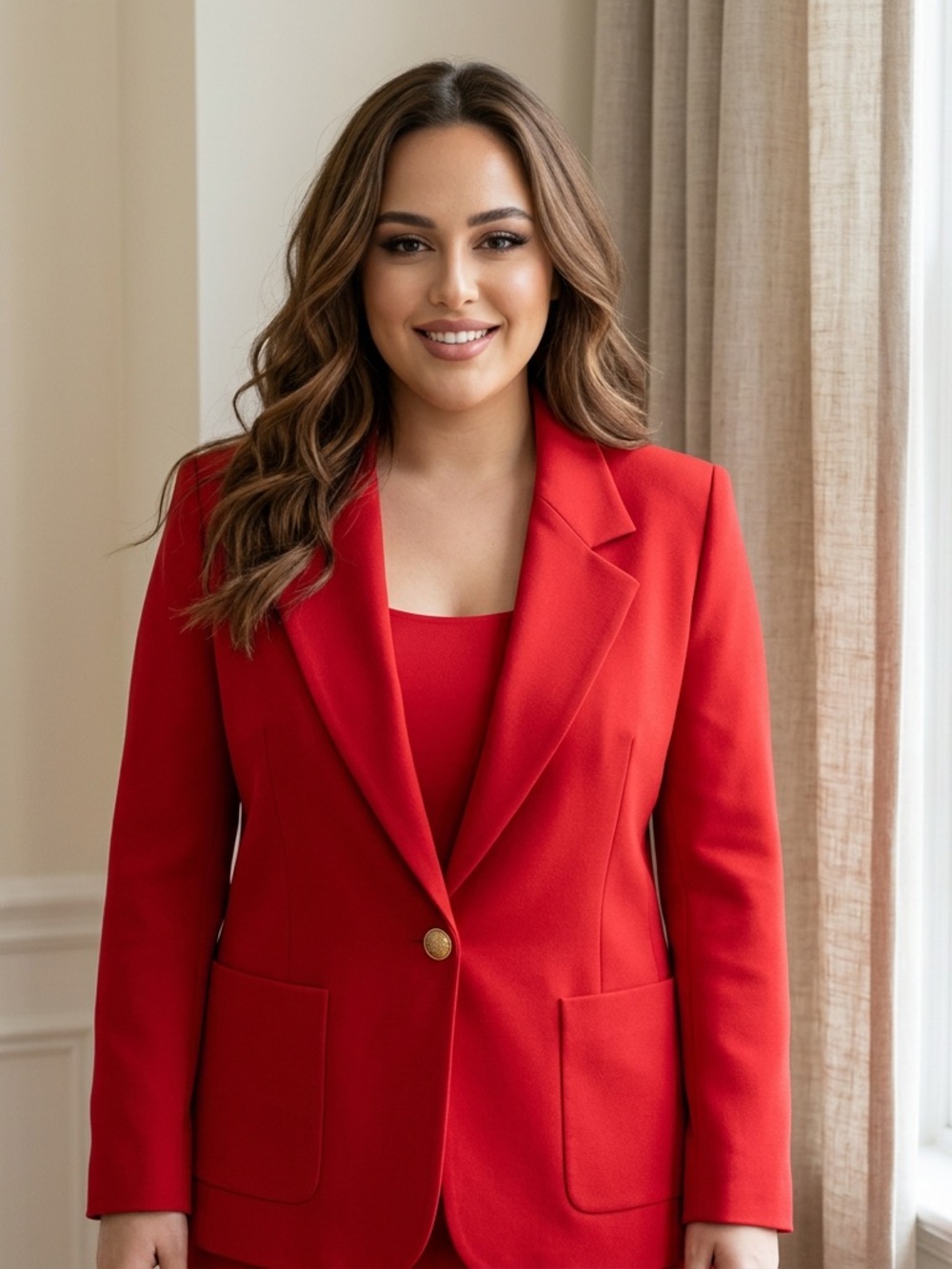 Blair Boutique XLG (18) Women's Rich Red Single-Button Blazer Jacket